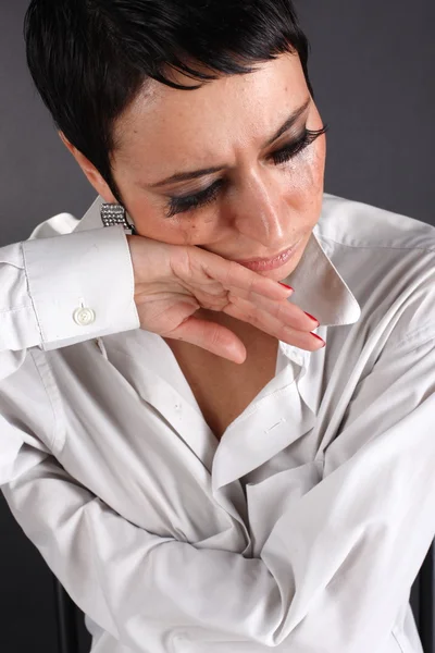 Sad depression woman with tears — Stock Photo, Image