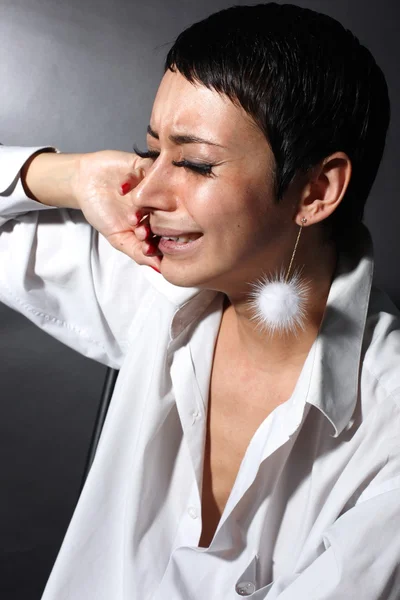 Ledsen depression kvinna med tårar — Stockfoto