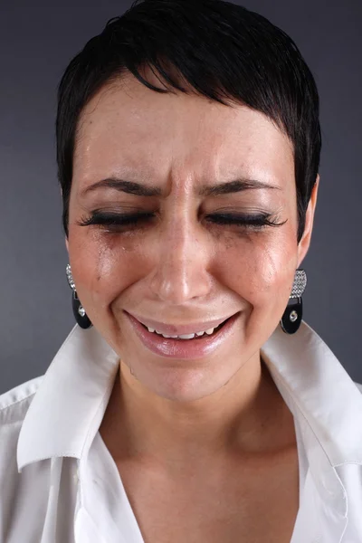 Mujer triste depresión con lágrimas —  Fotos de Stock