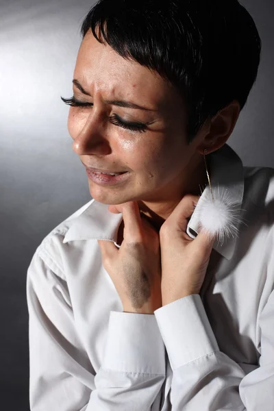 Sad depression woman with tears — Stock Photo, Image