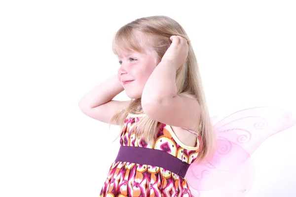 Beyaz izole küçük melek kız — Stok fotoğraf