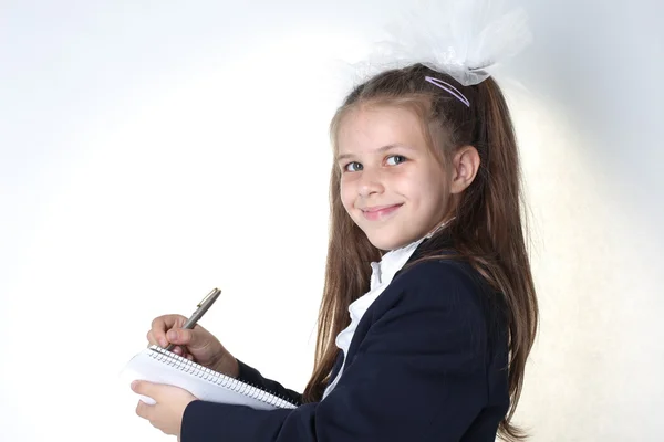 Little girl with note — Stock Photo, Image