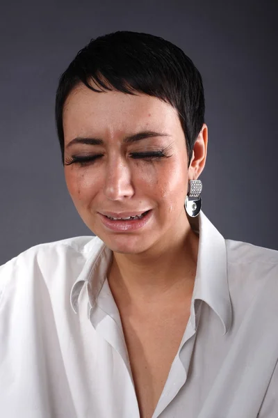 Triste donna depressione con lacrime — Foto Stock