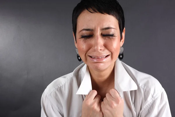 Traurige depressive Frau mit Tränen — Stockfoto