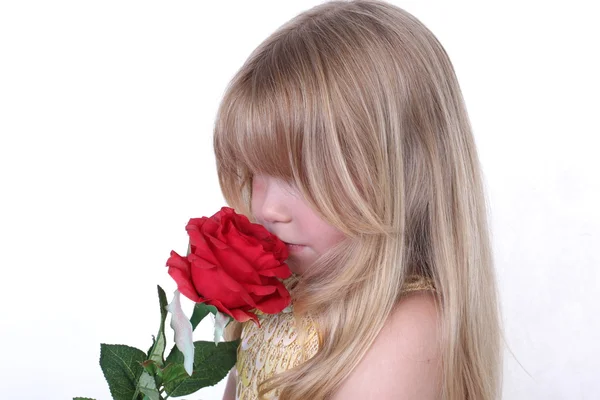 Маленька дівчинка з квіткою — стокове фото