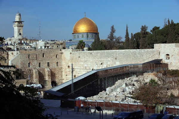 Mur occidental (mur des lamentations, Kotel) et coupole du rocher Al-Aqsa — Photo