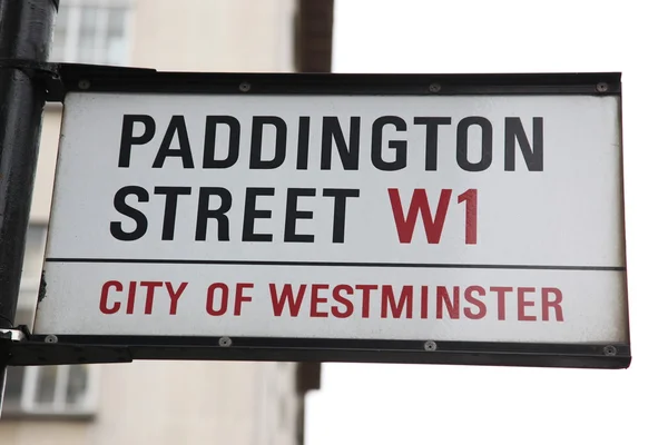 Assine Paddington rua em Londres — Fotografia de Stock