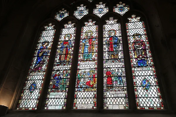 Bath, somerset, İngiltere'de bath abbey penceresinden vitray — Stok fotoğraf