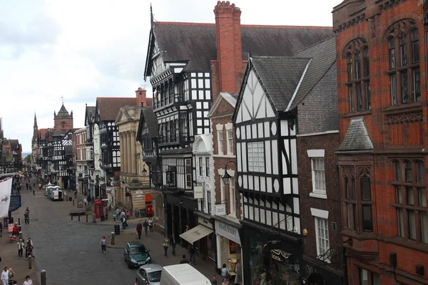 Edifícios elegantes Tudor em Chester, Reino Unido — Fotografia de Stock