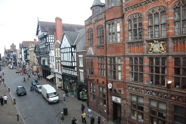 Tudorów styly budynków w chester, Wielka Brytania — Zdjęcie stockowe