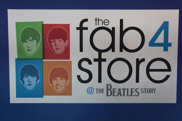 The Beatles Story, Liverpool, Inglaterra. Exposição dedicada ao principal grupo de músicos dos anos 1960 The Beatles — Fotografia de Stock