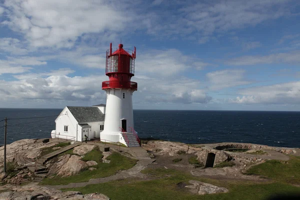 Lindesnes lighthouse in Norway, most southern destination of this country — Stock Photo, Image