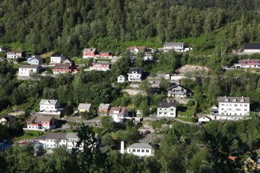 View over Balestrand Village on Fjord Norway clipart