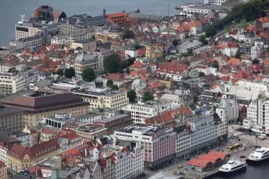 Norveç 'teki Floyen Dağı' ndan Bergen 'in görüntüsü