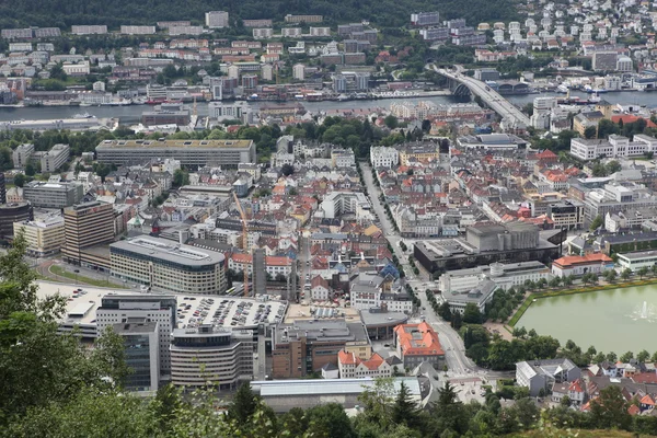 Utsikt över Bergen från Mount Floyen, Norge — Stockfoto