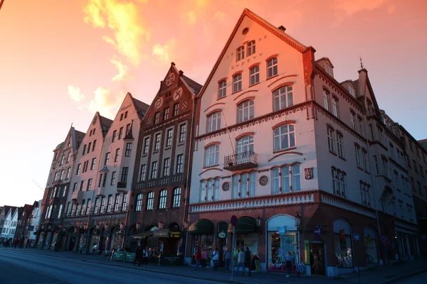 Bryggen, casas en muelle en Bergen en Noruega — Foto de Stock