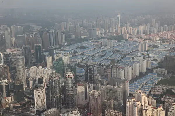 Вид с воздуха на Шанхай — стоковое фото