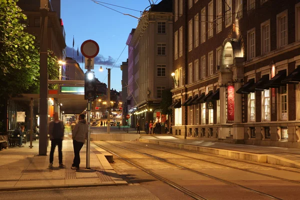 Noche Bergen, Noruega — Foto de Stock