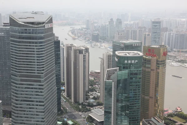 Вид с воздуха на Шанхай — стоковое фото