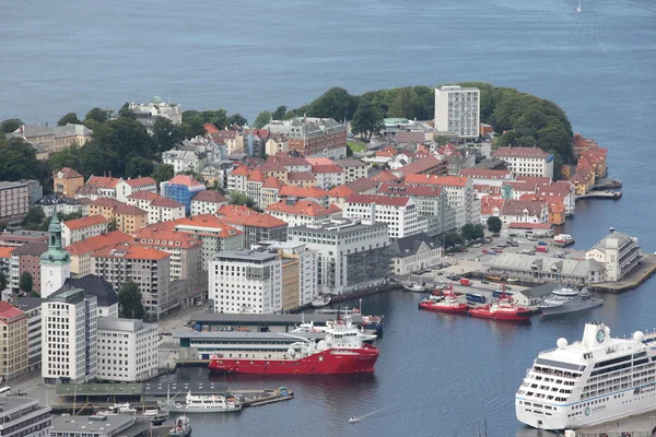 Widok na Bergen z góry Floyen, Norwegia — Zdjęcie stockowe