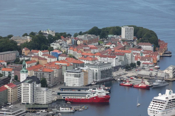 Blick auf Bergen vom Floyen, Norwegen — Stockfoto