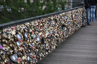 Lockers at Pont des Arts symbolize love for ever clipart