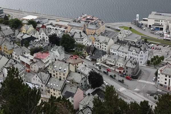 Pohled shora na norské město — Stock fotografie