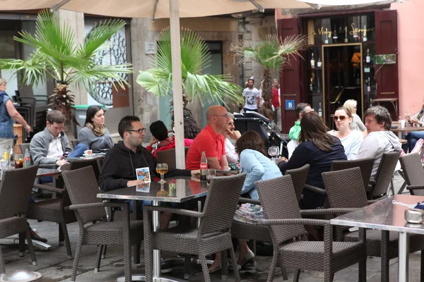 Straat café van barcelona — Stockfoto