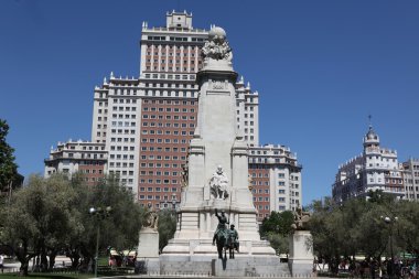 Madrid. Monument to Cervantes, Don Quixote and Sancho Panza. Spain clipart