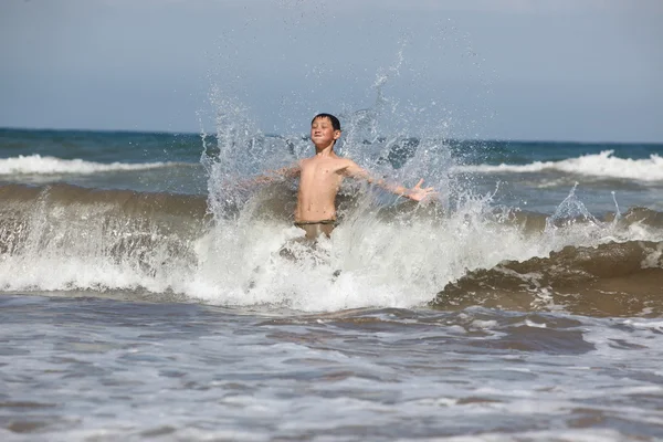 Boy on the beach in valencia — Stock Photo, Image