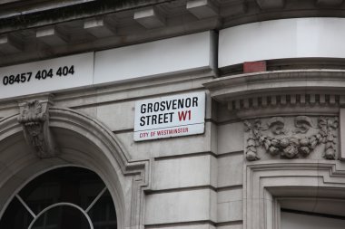 Grosvenor street işaret, westminster, Londra, İngiltere