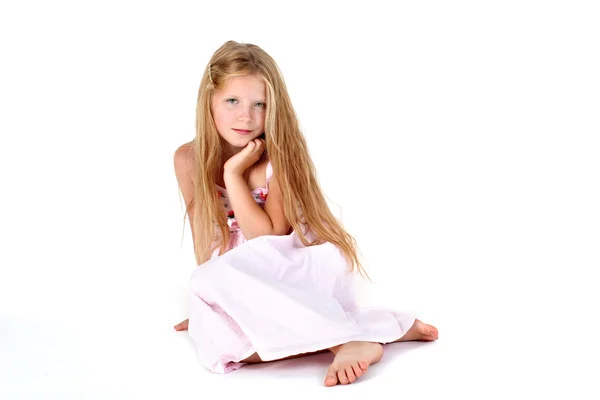 Adorable little girl on white background — Stock Photo, Image