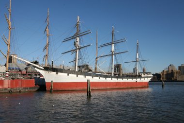 Old ship at New York marina clipart