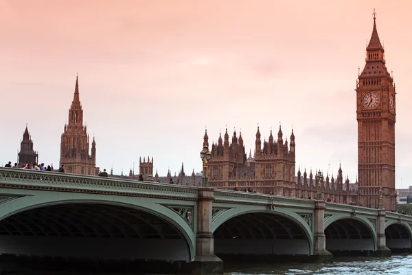 Solnedgang ved Big Ben - Stock-foto