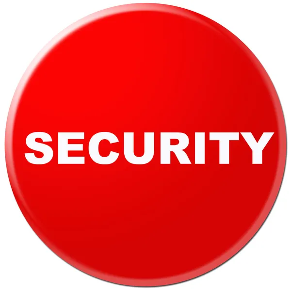 Circle button, icon, sign for Security present by red color — Stock Photo, Image