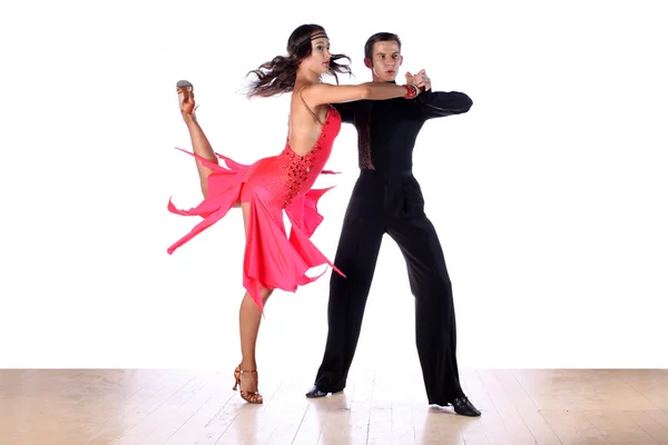 Latino dancers in ballroom isolated on white — Stock Photo, Image