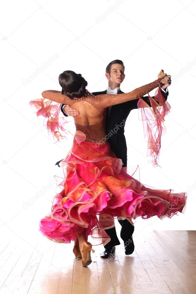 Latino dancers in ballroom isolated on white background