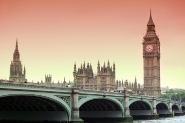 büyük ben, Londra Gotik mimarisi, İngiltere'de ünlü gün batımı görünümü