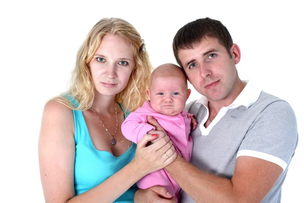 Happy family with adorable little baby 3 month old — Stock Photo, Image