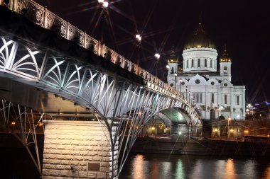 ünlü ve güzel gece görünümü Katedrali kurtarıcı İsa Mesih'in