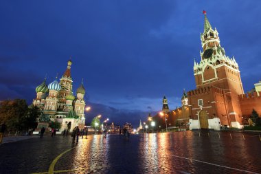 Beautiful Night View of Intercession Cathedral (St. Basil's) and clipart