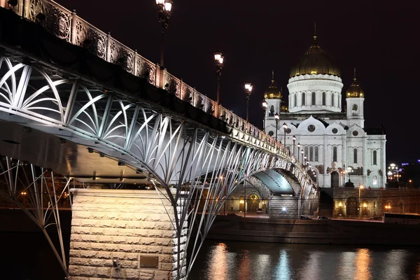 Moskova Nehri gece manzarası — Stok fotoğraf