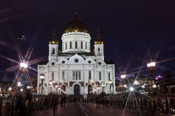 Güzel ve ünlü katedral İsa Mesih'in gece görünümü — Stok fotoğraf