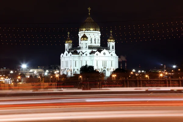 Natten Visa domkyrkan av jesus Kristus Frälsaren — Stockfoto