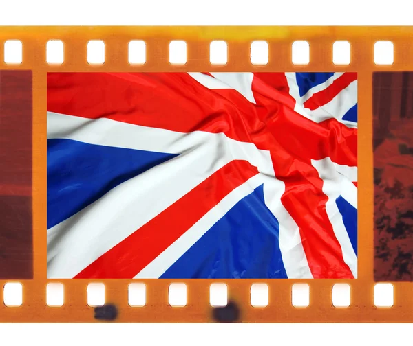 Alter alter 35mm-Bilderrahmen-Fotofilm mit US-Flagge — Stockfoto