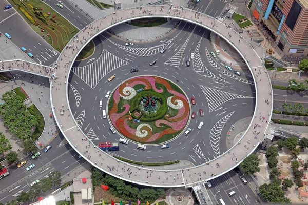 Aerial view of the crossroads in Shanghai, China — Stock Photo, Image