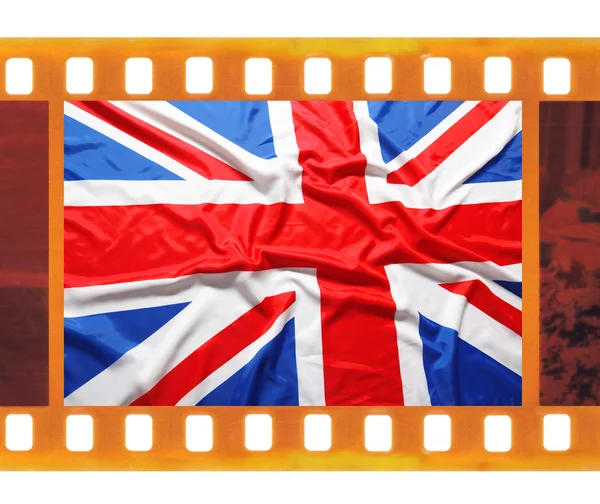 Alter alter 35mm-Fotorahmen mit britischer Flagge, — Stockfoto