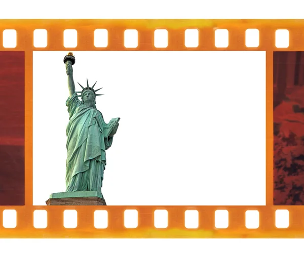 Alte alte 35mm-Rahmen-Fotofilm mit ny Freiheitsstatue, USA — Stockfoto