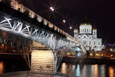 ünlü ve güzel gece görünümü Katedrali kurtarıcı İsa Mesih'in