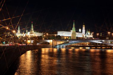 Moskova kremlin Sarayı kiliseler, Moskova Nehri ve büyük taş köprü